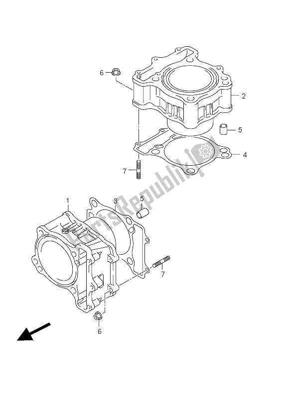 All parts for the Cylinder of the Suzuki DL 650A V Strom 2012