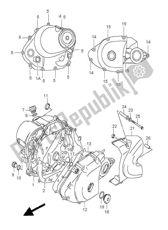 All parts for the Crankcase Cover of the Suzuki RV 125 Vanvan 2005