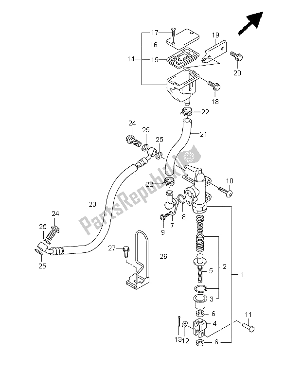 All parts for the Rear Master Cylinder (sv650-u-s-su) of the Suzuki SV 650 Nsnasa 2009