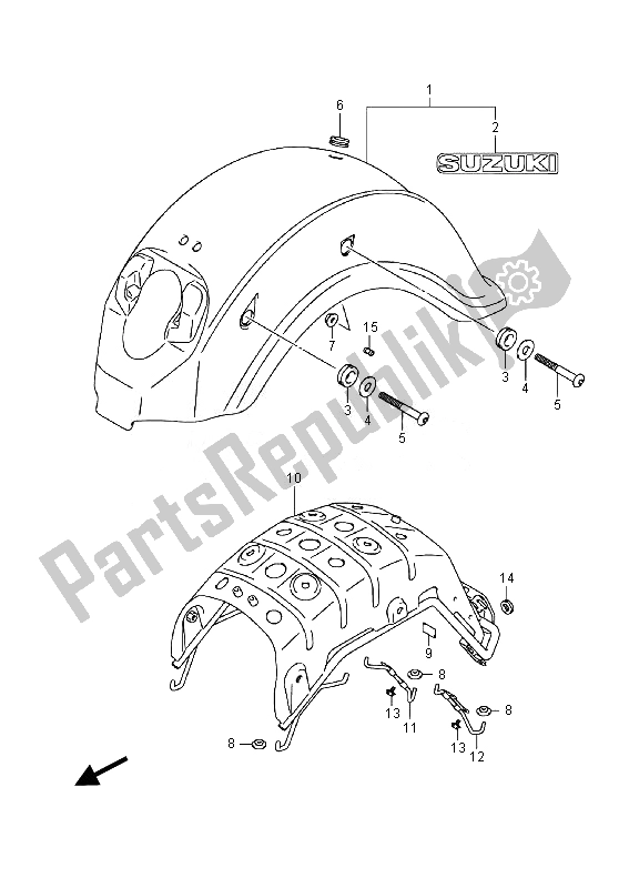 All parts for the Rear Fender (vl800 E02) of the Suzuki VL 800 CT Intruder 2014