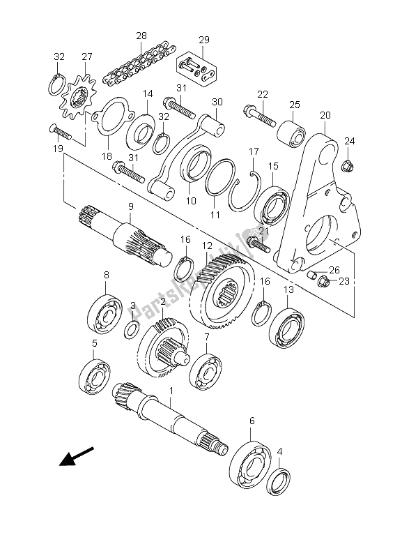 All parts for the Transmission (2) of the Suzuki LT Z 90 4T Quadsport 2008