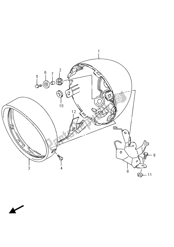 All parts for the Headlamp Housing (e19) of the Suzuki VL 800 Intruder 2015
