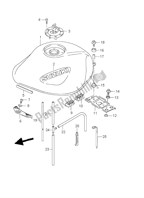 Todas as partes de Tanque De Combustível do Suzuki GSF 600 NS Bandit 2002