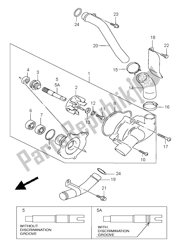 All parts for the Water Pump of the Suzuki VZ 800 Marauder 2003