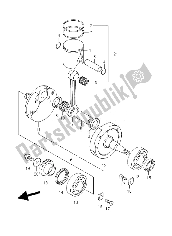 All parts for the Crankshaft of the Suzuki RM 250 2007