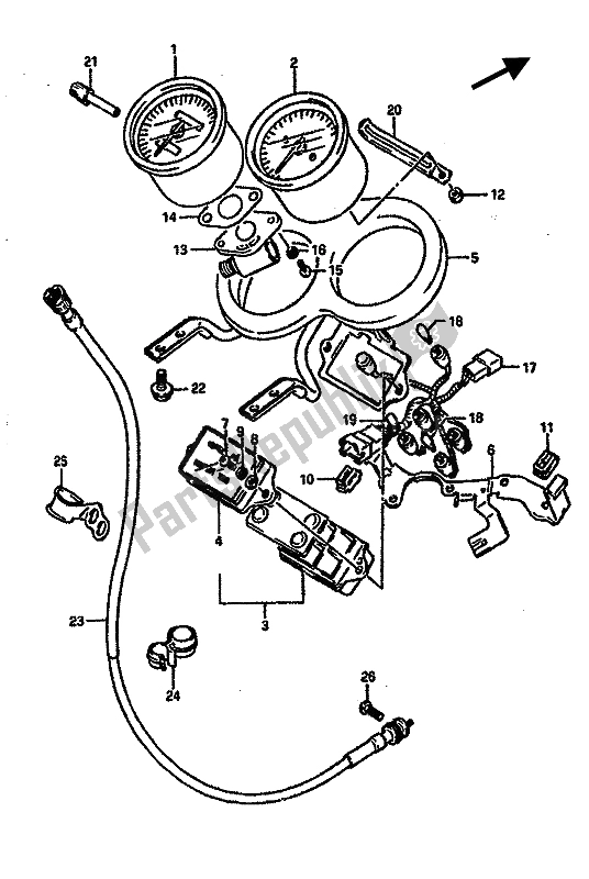 Todas as partes de Velocímetro do Suzuki GSX R 750 1989