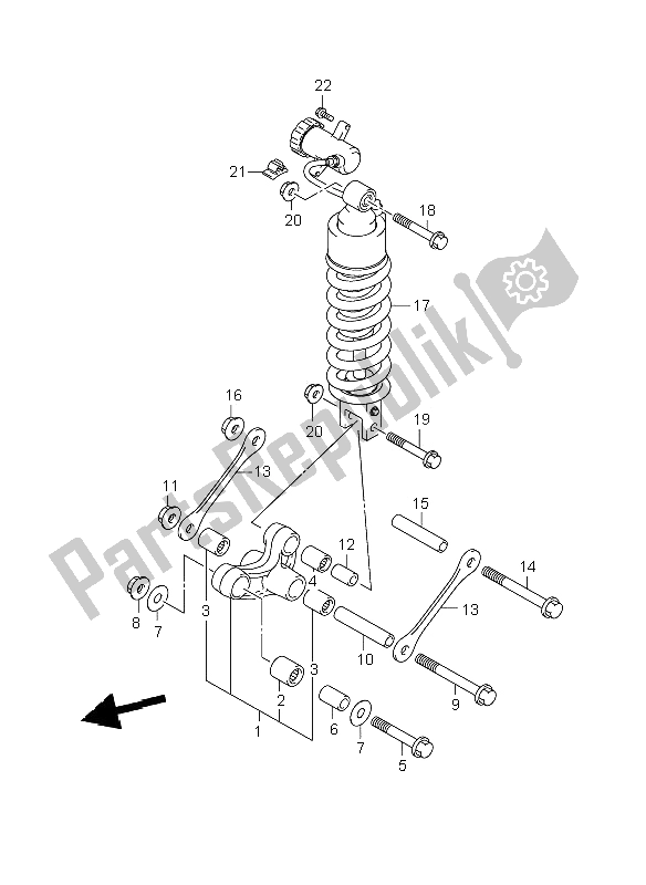 All parts for the Rear Cushion Lever of the Suzuki DL 650A V Strom 2009