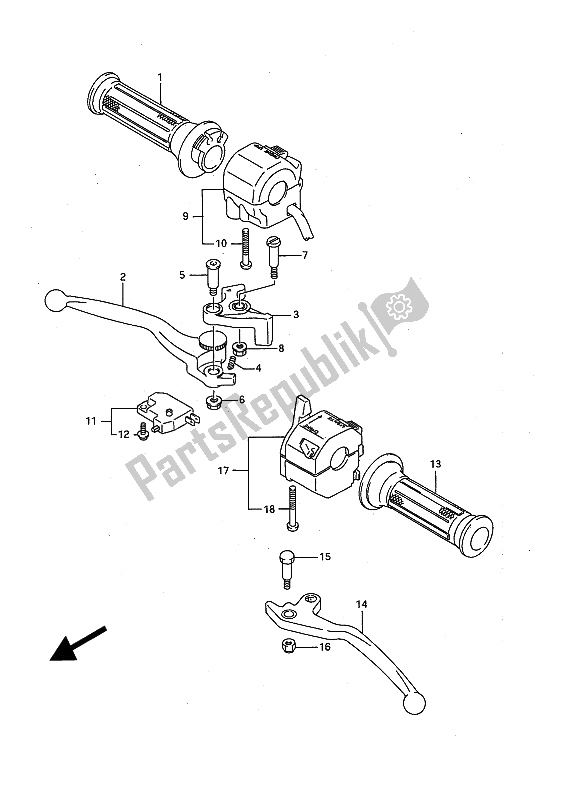 All parts for the Handle Switch of the Suzuki GSX R 1100 1991