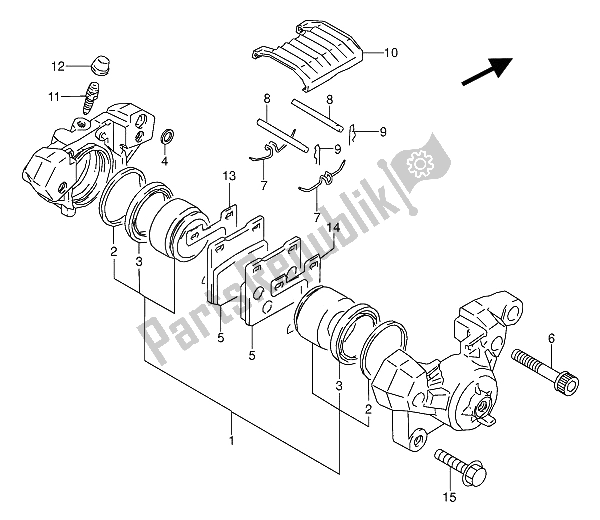 Alle onderdelen voor de Remklauw Achter van de Suzuki GS 500 EU 1990