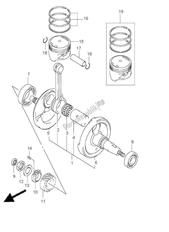 All parts for the Crankshaft of the Suzuki RV 125 Vanvan 2005