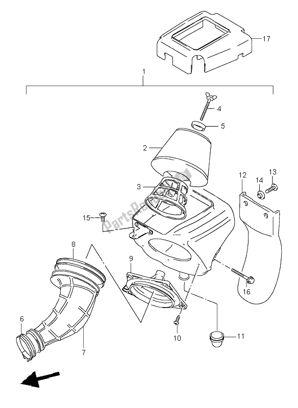 All parts for the Air Cleaner of the Suzuki RM 80 2001