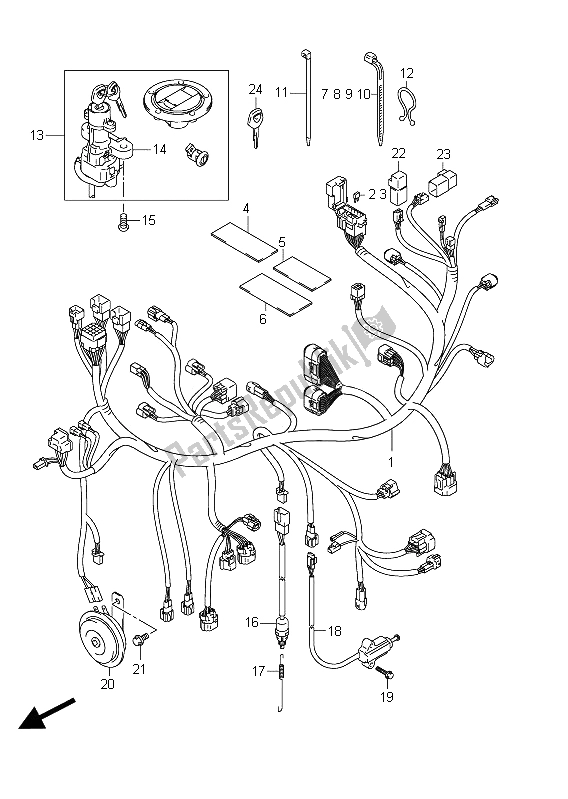 All parts for the Wiring Harness (sfv650u E21) of the Suzuki SFV 650A Gladius 2011