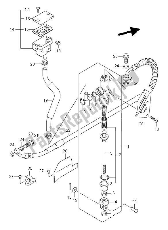 All parts for the Rear Master Cylinder of the Suzuki DL 1000 V Strom 2002