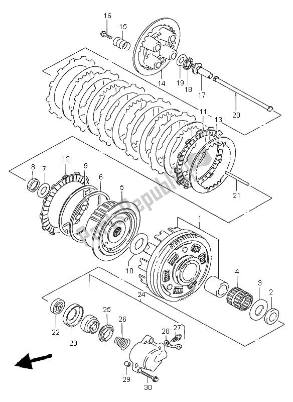 Toutes les pièces pour le Embrayage du Suzuki VS 800 Intruder 1998