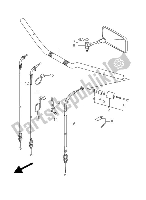 All parts for the Handlebar (without Cowling) of the Suzuki SV 650 SA 2010