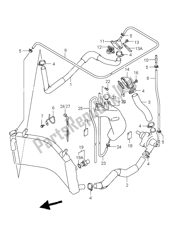 All parts for the Radiator Hose of the Suzuki GSX 1300R Hayabusa 2000