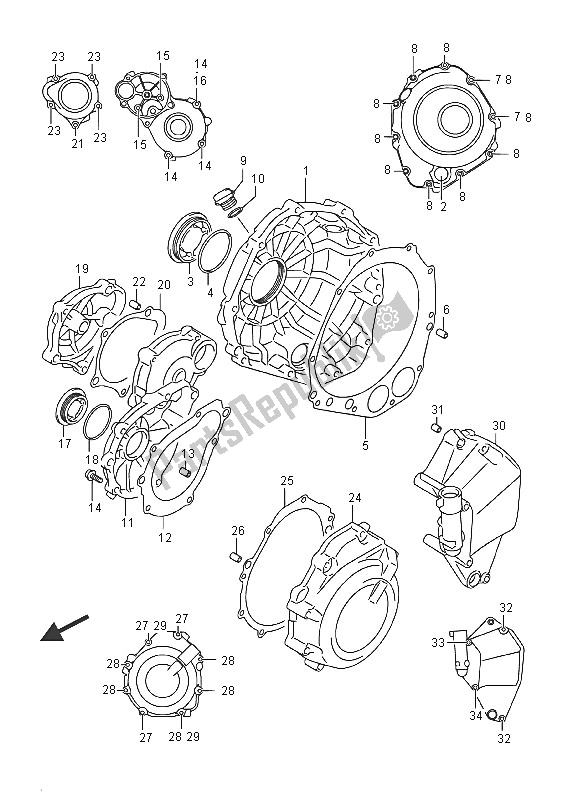 Tutte le parti per il Coperchio Del Carter del Suzuki GSX S 1000A 2016