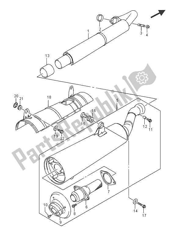 All parts for the Muffler of the Suzuki LT A 750 XZ Kingquad AXI 4X4 2016