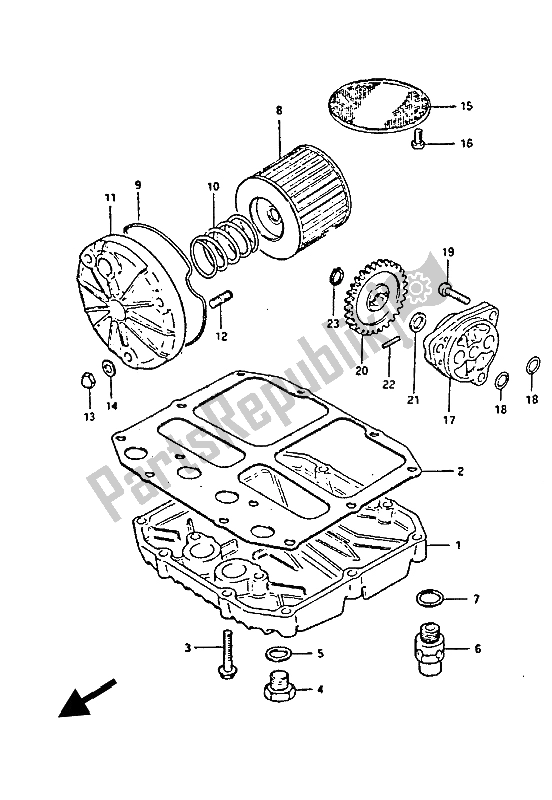 Todas las partes para Bomba De Aceite de Suzuki GS 450 Eseusu 1988