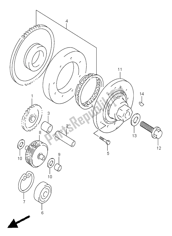 Tutte le parti per il Frizione Di Avviamento del Suzuki TL 1000S 1999