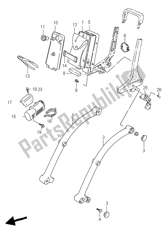 All parts for the Pillion Rider Handle of the Suzuki VS 600 Intruder 1996