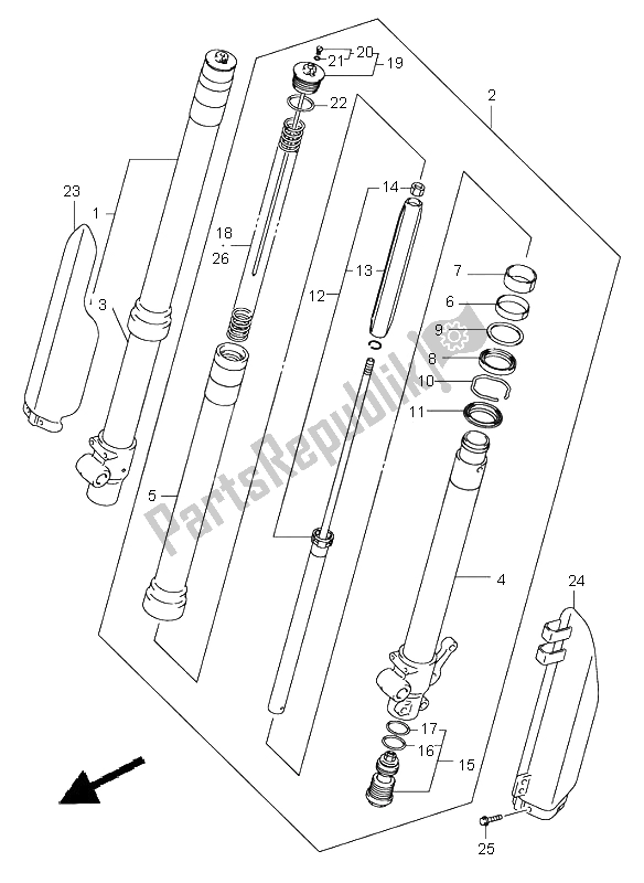 All parts for the Front Fork Damper of the Suzuki RM 85 SW LW 2004