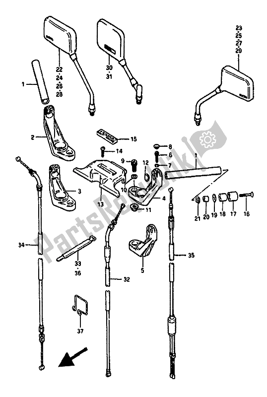 All parts for the Handlebar (gsx550eu) of the Suzuki GSX 550 Esfu 1987