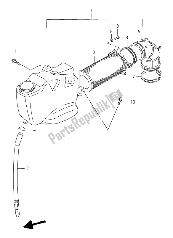 All parts for the Air Cleaner (front) of the Suzuki VS 600 Intruder 1995