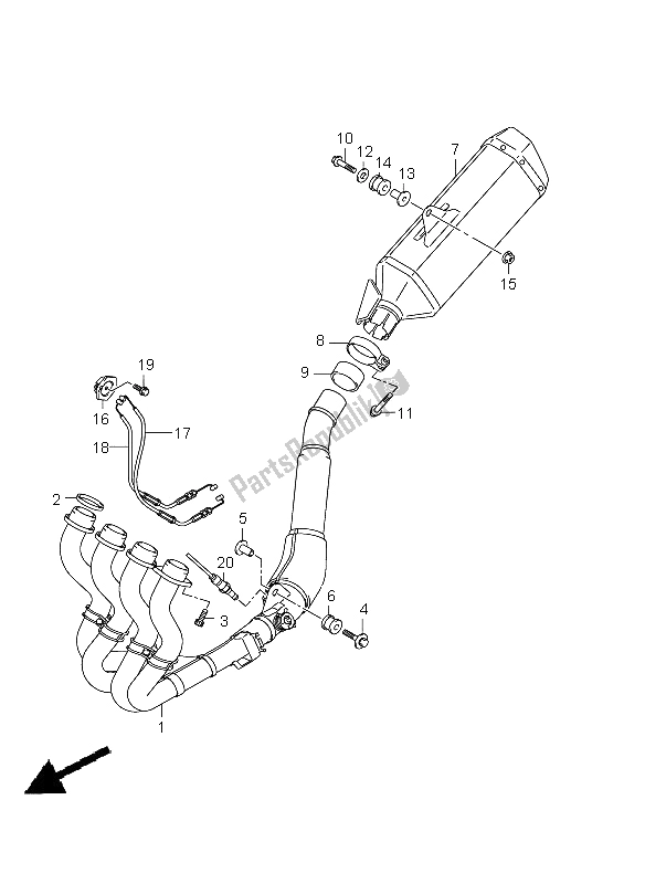 All parts for the Muffler of the Suzuki GSX R 1000 2012