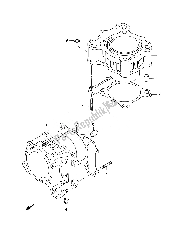 All parts for the Cylinder of the Suzuki DL 650A V Strom 2014