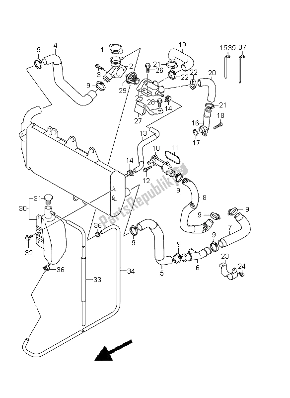 All parts for the Radiator Hose of the Suzuki GSX 1250 FA 2011