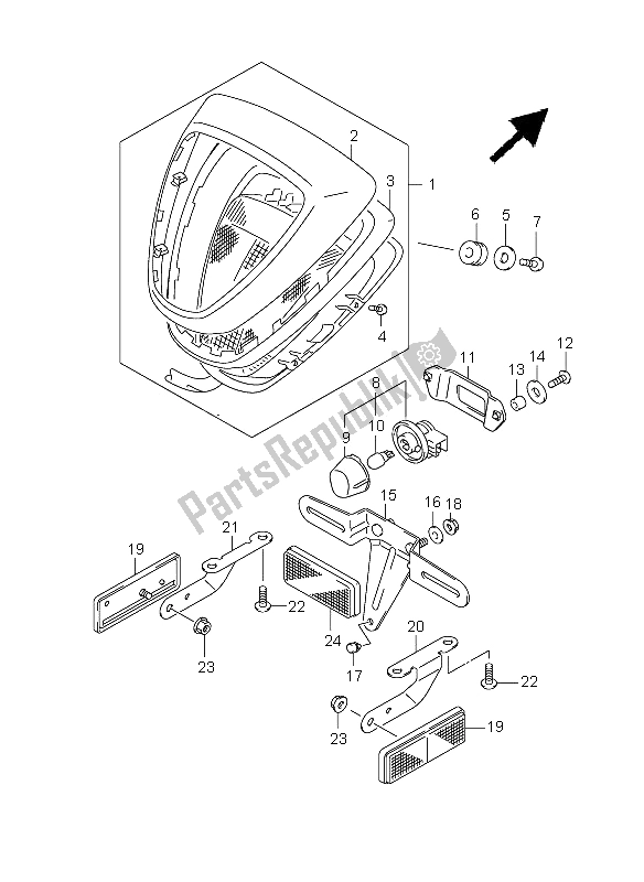 All parts for the Rear Combination Lamp of the Suzuki C 1800R VLR 1800 2009