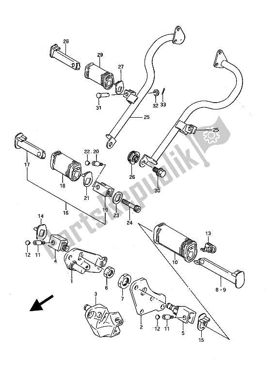 All parts for the Footrest of the Suzuki LS 650P Savage 1991