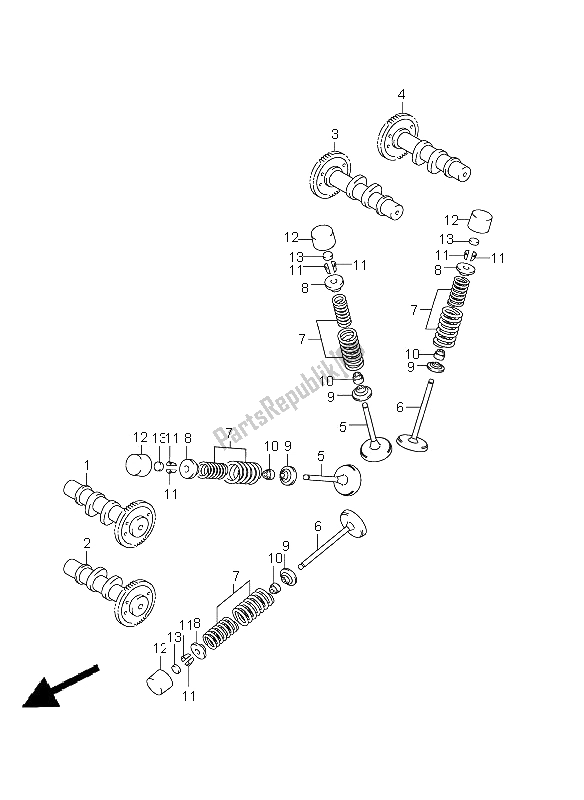 All parts for the Camshaft & Valve of the Suzuki DL 650A V Strom 2011