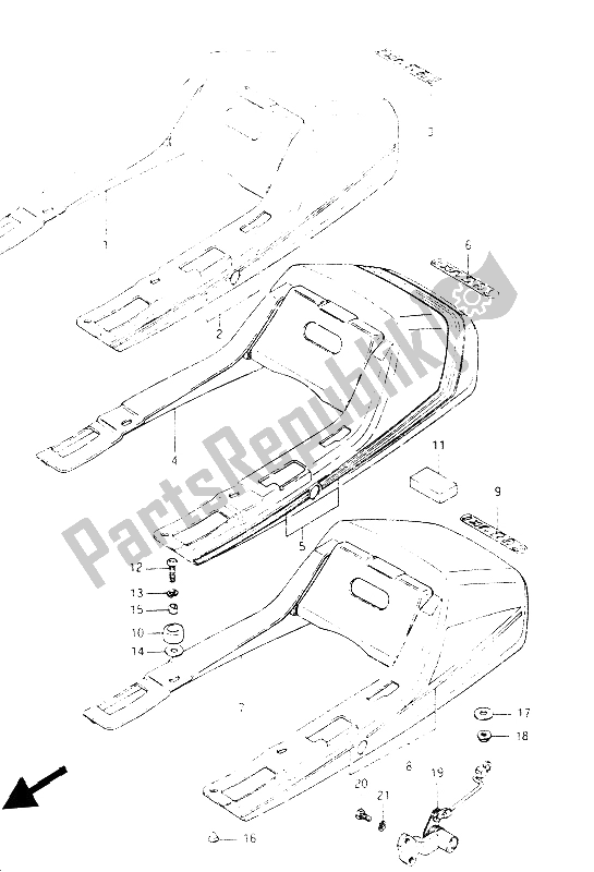 All parts for the Seat Tail Cover (gsx400s) of the Suzuki GSX 400 ES 1985