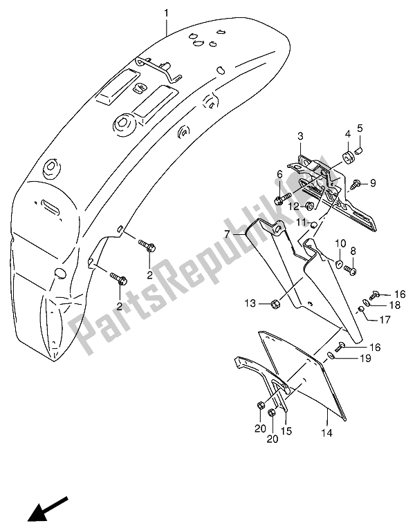 Toutes les pièces pour le Garde-boue Arrière du Suzuki VS 800 GL Intruder 1994