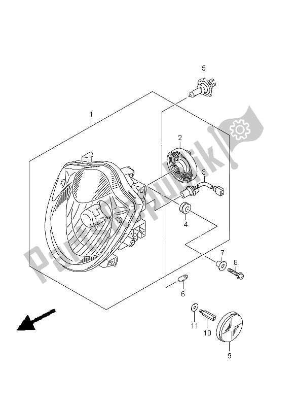 All parts for the Headlamp (gsf1250a E24) of the Suzuki GSF 1250A Bandit 2011