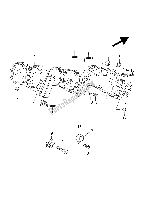 Alle onderdelen voor de Snelheidsmeter van de Suzuki GSX R 600 2000
