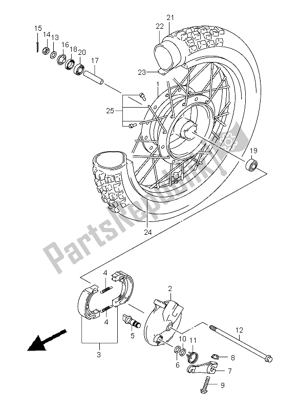 Tutte le parti per il Ruota Anteriore (sw) del Suzuki DR Z 125 SW LW 2003