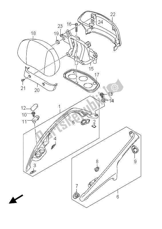 All parts for the Pillion Rider Handle of the Suzuki AN 650A Burgman Executive 2012