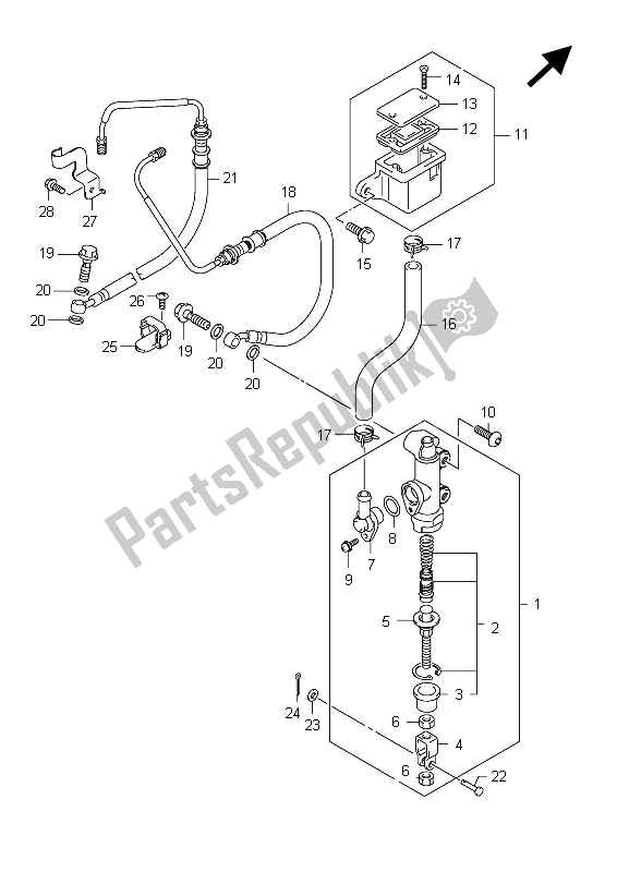 All parts for the Rear Master Cylinder (gsf1250sa E21) of the Suzuki GSF 1250 SA Bandit 2012