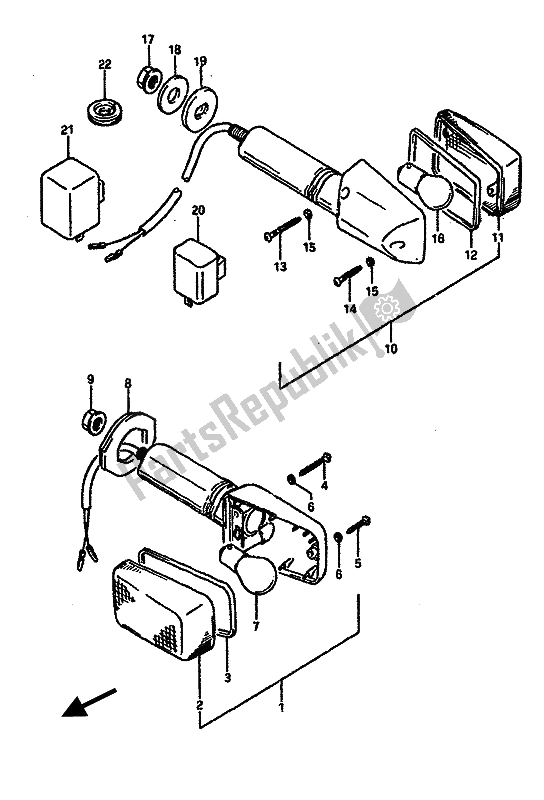 Alle onderdelen voor de Richtingaanwijzer Lamp van de Suzuki GSX R 750 1989