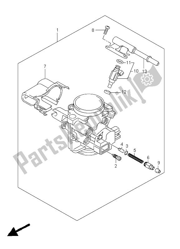 All parts for the Throttle Body of the Suzuki LT A 450 XZ Kingquad 4X4 2009