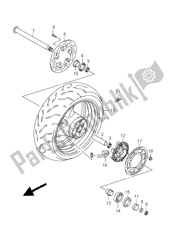 All parts for the Rear Wheel of the Suzuki GSX R 1000 2009