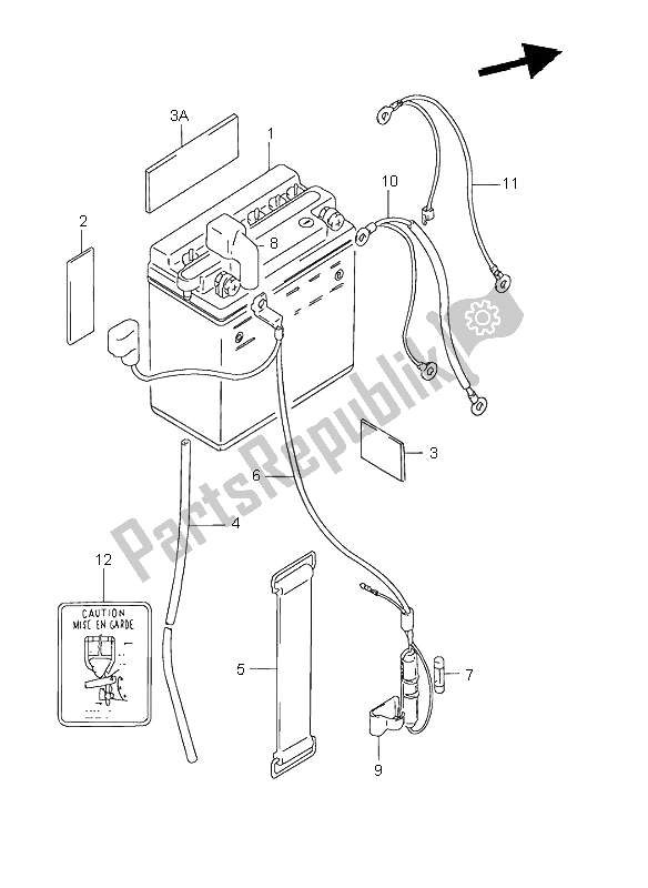 All parts for the Battery of the Suzuki GN 125E 1996