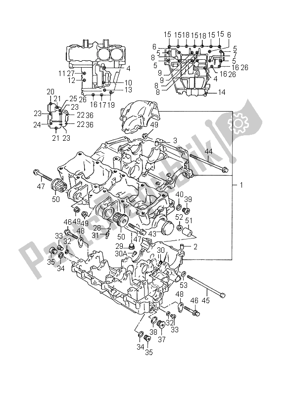 Todas las partes para Caja Del Cigüeñal de Suzuki GSX R 750W 1995