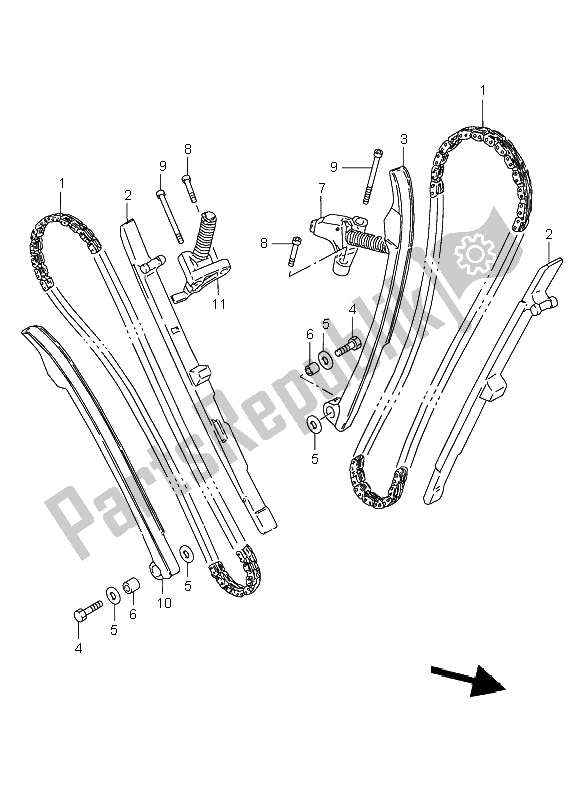 All parts for the Cam Chain of the Suzuki VS 800 Intruder 1999