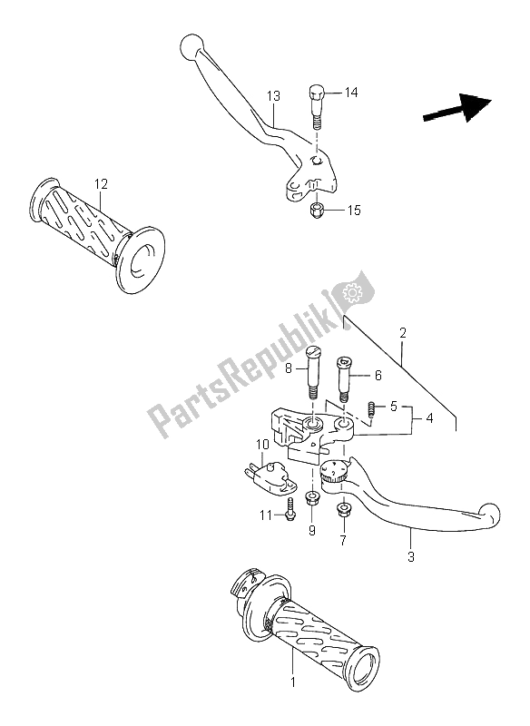 All parts for the Handle Lever of the Suzuki GSX R 1100W 1997