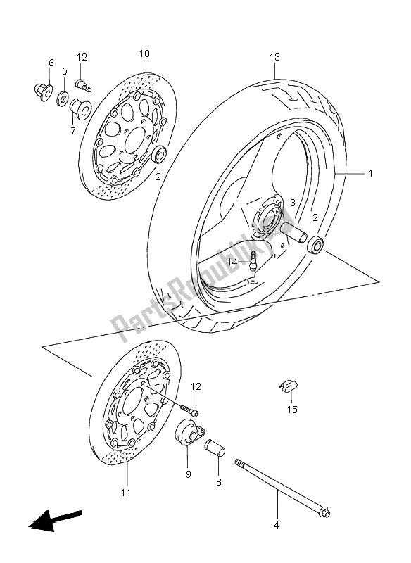 Tutte le parti per il Ruota Anteriore del Suzuki GSX 600F 1995