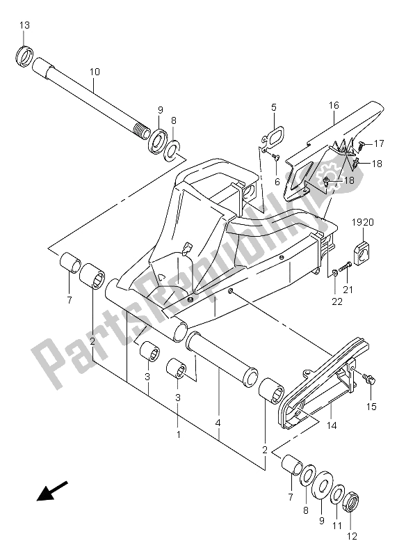 Tutte le parti per il Braccio Oscillante Posteriore del Suzuki GSX R 750X 2005